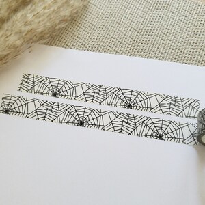 Washi Tape spinnenweb - zwart en wit, Halloween, spin, patroon, scrapbooking, plakband, knutselmateriaal