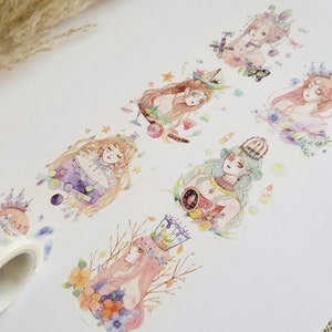 Diseño Washi Tape Girls - moda, mujeres, mariposas, peces, plantas, flores, naturaleza, scrapbooking, manualidades, cinta adhesiva, material