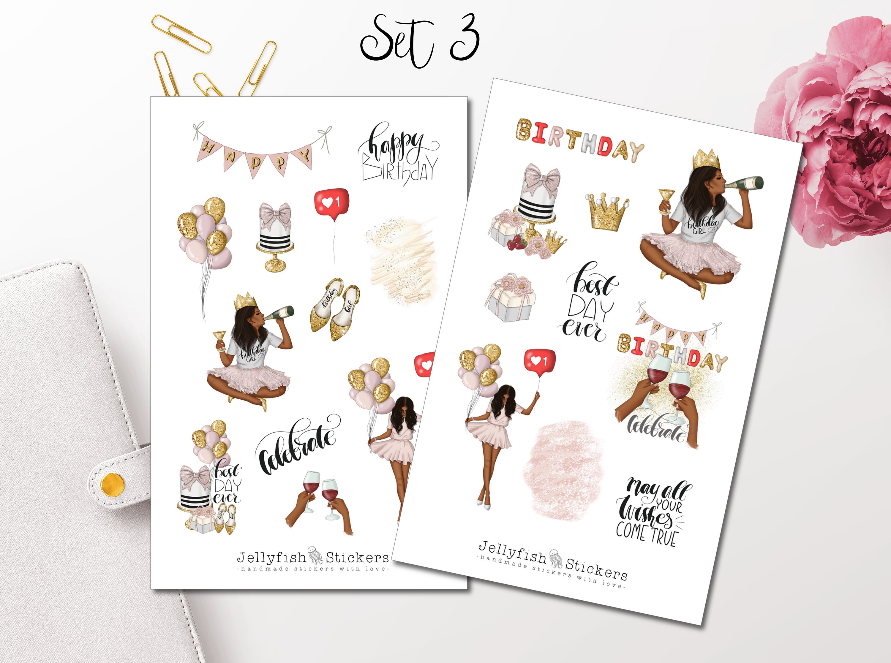 Mädchen Geburtstag Sticker Set Journal Sticker Planer - Etsy