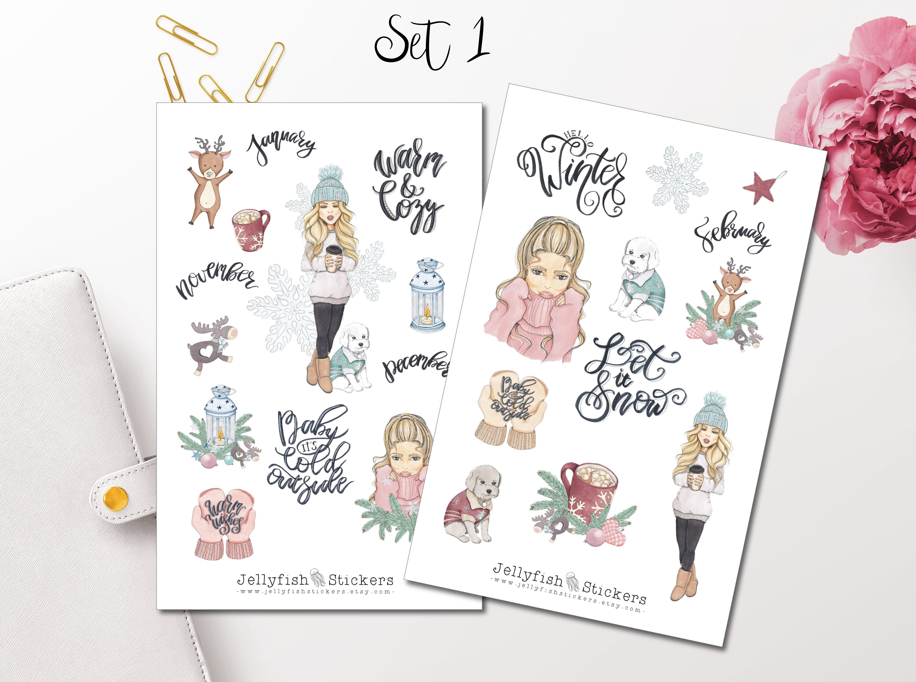 Let It Snow Sticker Set Stickers Girls Journal Sticker - Etsy