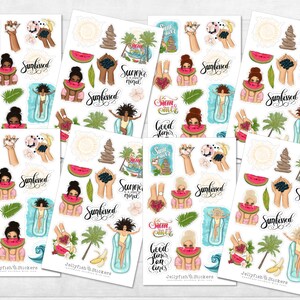 Set di adesivi estivi per ragazze - Adesivi, adesivi per diario, adesivi per planner, adesivi per ragazze, estate, vacanze, spiaggia, piscina, tempo libero, moda, frutta