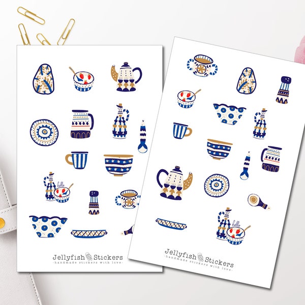 Ceramic Sticker Set - Journal Stickers, Planner Stickers, Home, Kitchen, Cooking, Tableware, Food and Drink, Baking, Cookbook Sticker Sheet