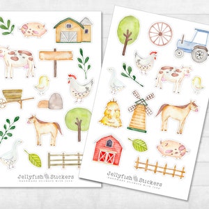 Conjunto de pegatinas de granja: pegatinas lindas, pegatinas de diario, pegatinas de pollito, cabra, animales, granja, pollo, vaca, caballo, cerdo, para niños