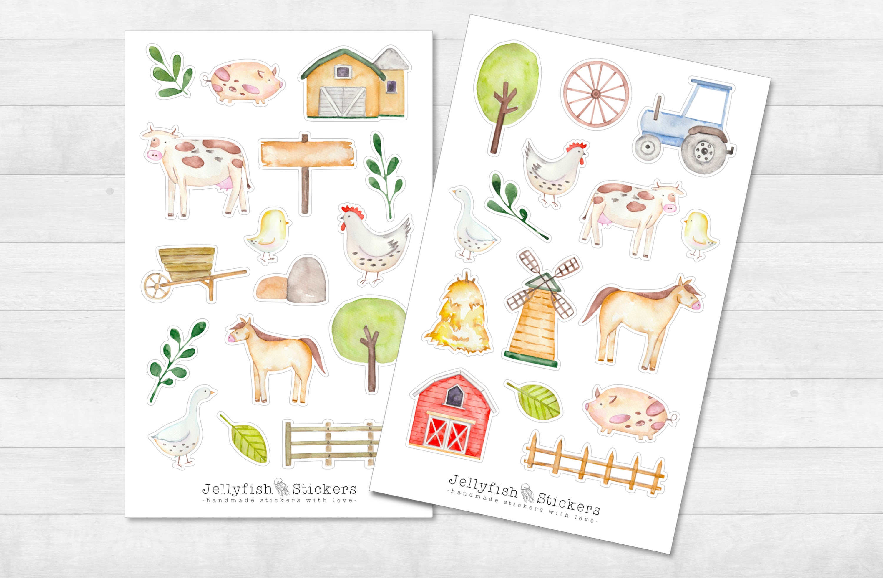 Farm Sticker Set - Cute Stickers, Journal Stickers, Stickers of Chicks ...