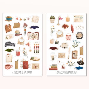 Home Sticker Set - plannerstickers, dagboekstickers, gezellig, elementen, brieven, ambachten, planten, bloemen, items