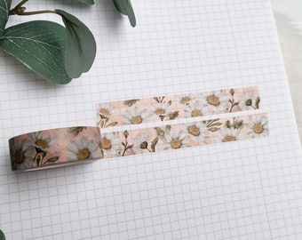 Washi Tape Gänseblümchen - Garten, Natur, floral, weiße Blume, Pflanzen, rosa