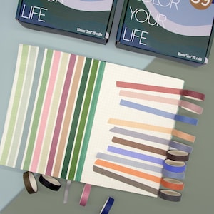 Washi Tape Box - 39 Rollen - schmal, einfarbig, bunt, rosa, rot, blau, grün, neutral, Klebeband, Basteln, Scrapbooking, Set