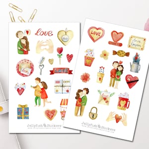 Liefdesstickerset - Stickers, dagboekstickers, stickers voor liefde, relatie, koppel, jubileum, Valentijnsdag, bruiloft
