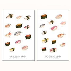 Sushistickerset - Stickers Kleurrijke dagboekstickers Stickers Voedselstickers Koken, keuken, restaurant, stickers