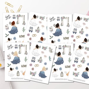 Meisjes bruiloft sticker set - dagboek stickers bloem stickers planner stickers meisjes stickers bruidsmeisje, huwelijk, bruid