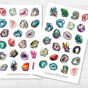 Quartz and Crystals Sticker Set - Journal Stickers, Planner Stickers, Stones, Magic, Amethyst, Witch, Spells, Esoteric