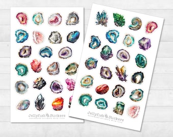 Quarze und Kristalle Sticker Set - Journal Sticker, Planersticker, Steine, Magie, Amethyst, Hexe, Zauber, Esoterik