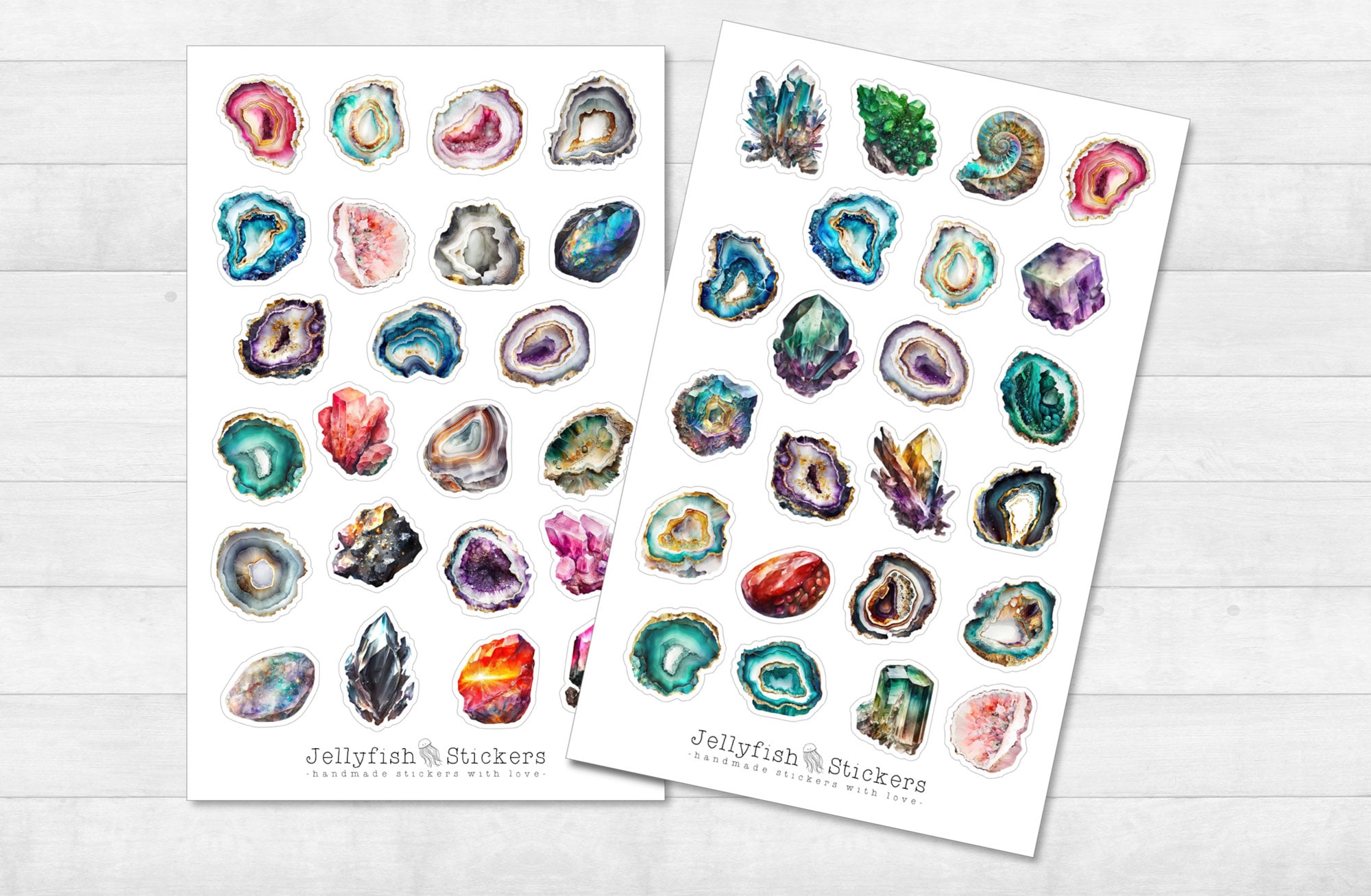 Pastell Kristalle Sticker Set – Magische Aufkleber Für Journaling & Planer