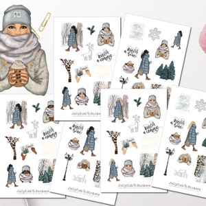 Girls Winter Sticker Set - Journal Stickers, Planner Stickers, Girls Stickers, Stickers Winter, Christmas, Snow, Cozy, Leisure