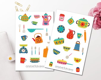 Vintage Kitchen Sticker Set - Forest Stickers Journal Stickers Stickers Retro Stickers Kitchen Stickers Household | Cooking stickers