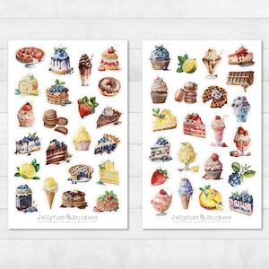 Taarten en gebak stickerset - stickers, dagboekstickers, plannerstickers, voedselstickers, bakstickers, snoep, keuken, recept, ijs