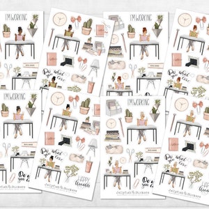 Set di adesivi per casa e ufficio per ragazze - Adesivi per diario, adesivi per pianificatore, adesivi per ragazze, Accogliente, Casa, Ufficio, Lavoro, Lavoratore autonomo, Pianificazione