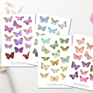 Schmetterlinge bunt Sticker Set - Journal Sticker Sticker Natur, Garten, Insekten, bunt, Frühling, Wiese Sticker Sheet