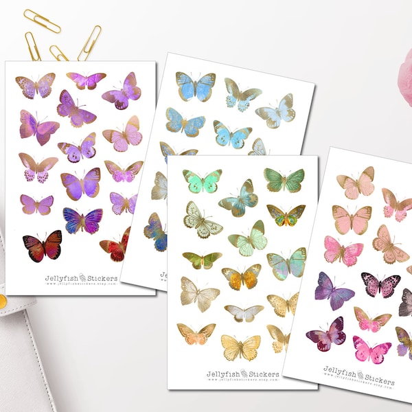 Schmetterlinge bunt Sticker Set - Journal Sticker Sticker Natur, Garten, Insekten, bunt, Frühling, Wiese Sticker Sheet