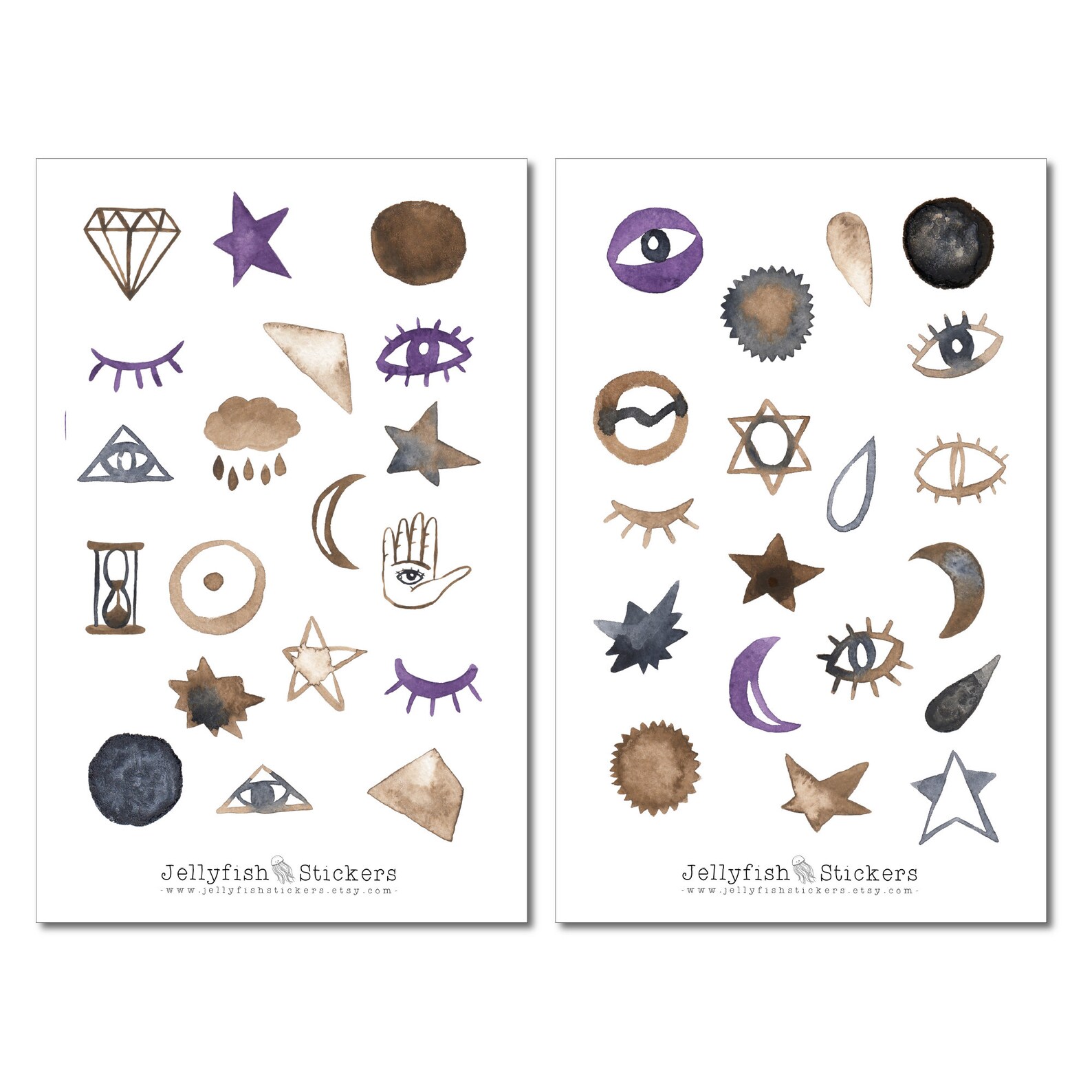 Mädchen Magie Sticker Set – 2 Bögen (18x11 Cm) | Zauber, Kristalle, Mond & Magie | Für Journal, Planer & Deko