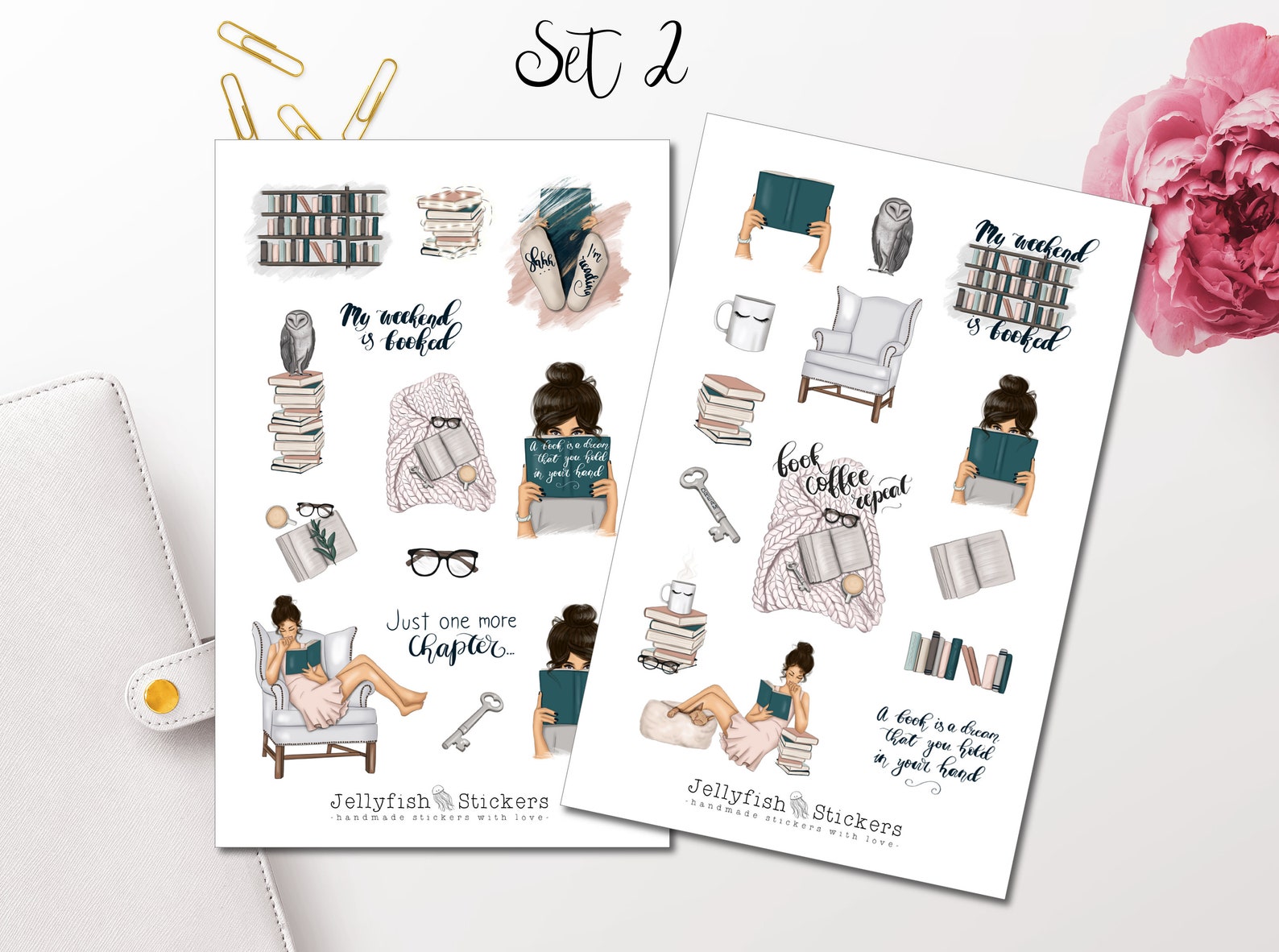 Books Sticker Set Girls Books Sticker Set Stickers Journal Stickers Planner | Etsy