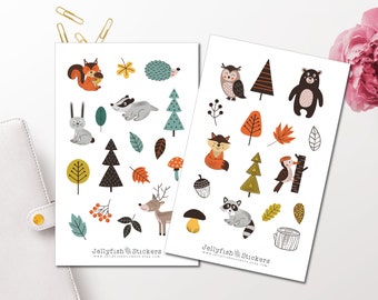 Skandinavische Waldtiere Sticker Set - Aufkleber Tiere Journal Sticker Wald Sticker Planer Sticker, sticker