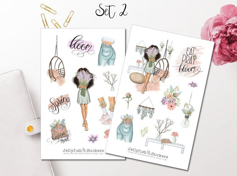 Girls Spring Sticker Set Sticker Girls Journal Sticker Etsy
