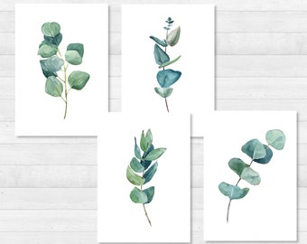 Eucalyptus postcard set DIN A6 - card, gift, picture, garden, floral, print, greeting card, writing, post, green, garden