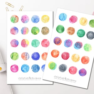 Juego de pegatinas de puntos de acuarela: pegatinas funcionales, pegatinas para diario, hojas de pegatinas y accesorios.