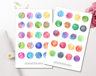 Watercolor Dots Sticker Set - Functional Stickers Journal Stickers Sticker Sheet Accessories