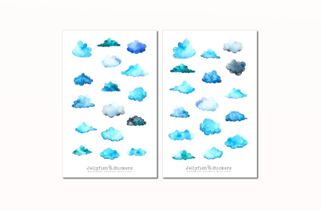 Cloud Sticker Set - Journal Stickers, Planner Stickers, Weather, Clouds ...