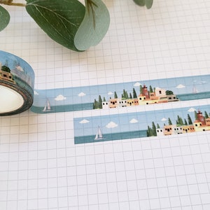 Washi Tape Urlaub - Sommer, Urlaub, Meer, Boot, Wolken, Stadt, Dorf, Toscana, Italien, Häuser, Haus, Gebäude