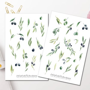 Oliven Sticker Set - Florale Aufkleber Journal Sticker Planer Sticker Sticker Pflanzen Sticker Natur, Garten Sticker Sheet