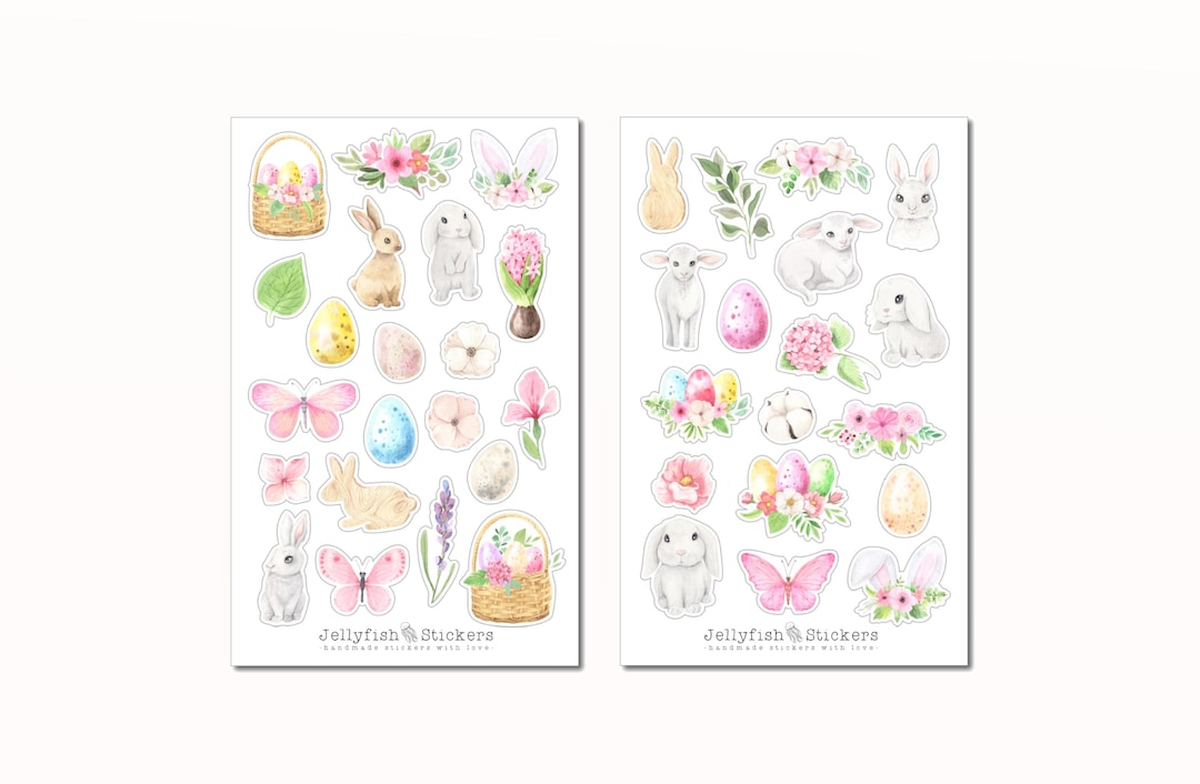 Spring Easter Sticker Set - Journal Stickers, Planner Stickers, Bunny ...