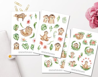 Sloths in love sticker set - journal stickers planner stickers stickers animals cute stickers stickers jungle sticker sheet