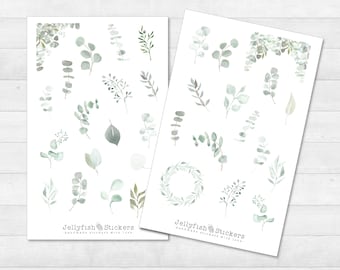 Eukalyptus Sticker Set - Florale Aufkleber, Journal Sticker, Blumen Sticker, Planer Sticker, Sticker Natur, Grün, Pflanze, Blätter, Zuhause