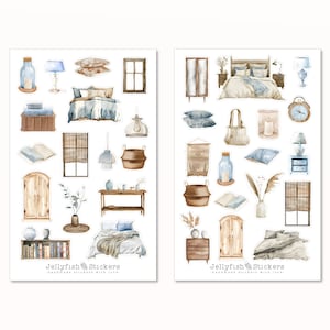 Ensemble d'autocollants pour meubles - Autocollants, autocollants pour journal, autocollants pour planificateur, autocollants pour la maison, l'appartement, le salon, la maison, le canapé, les couleurs claires