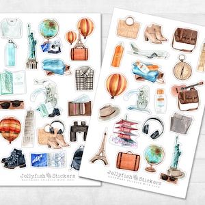 Reisstickerset - Stickers, Tijdschriftstickers, Stickers Vakantie, Reisdagboek, Zomer, Reis, Weekend, Bezienswaardigheden, Stedentrip