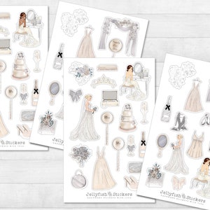 Bruidstickerset - dagboekstickers, plannerstickers, meisjesstickers, bruiloftsstickers, getrouwd, cadeau, vrouw, feest, planning