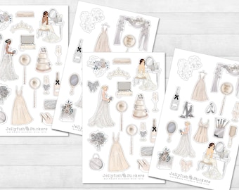 Bride Sticker Set - Journal Stickers, Planner Stickers, Girl Stickers, Wedding Stickers, Married, Gift, Wife, Party, Planning
