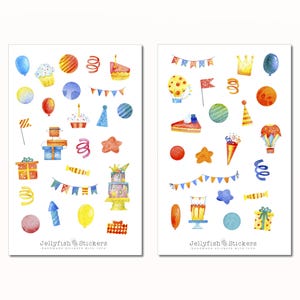 Geburtstag Sticker Set - Niedliche Aufkleber, Planersticker, Sticker Party, Luftballon, Kuchen, Geschenke, Kind, Baby, Einladungskarten