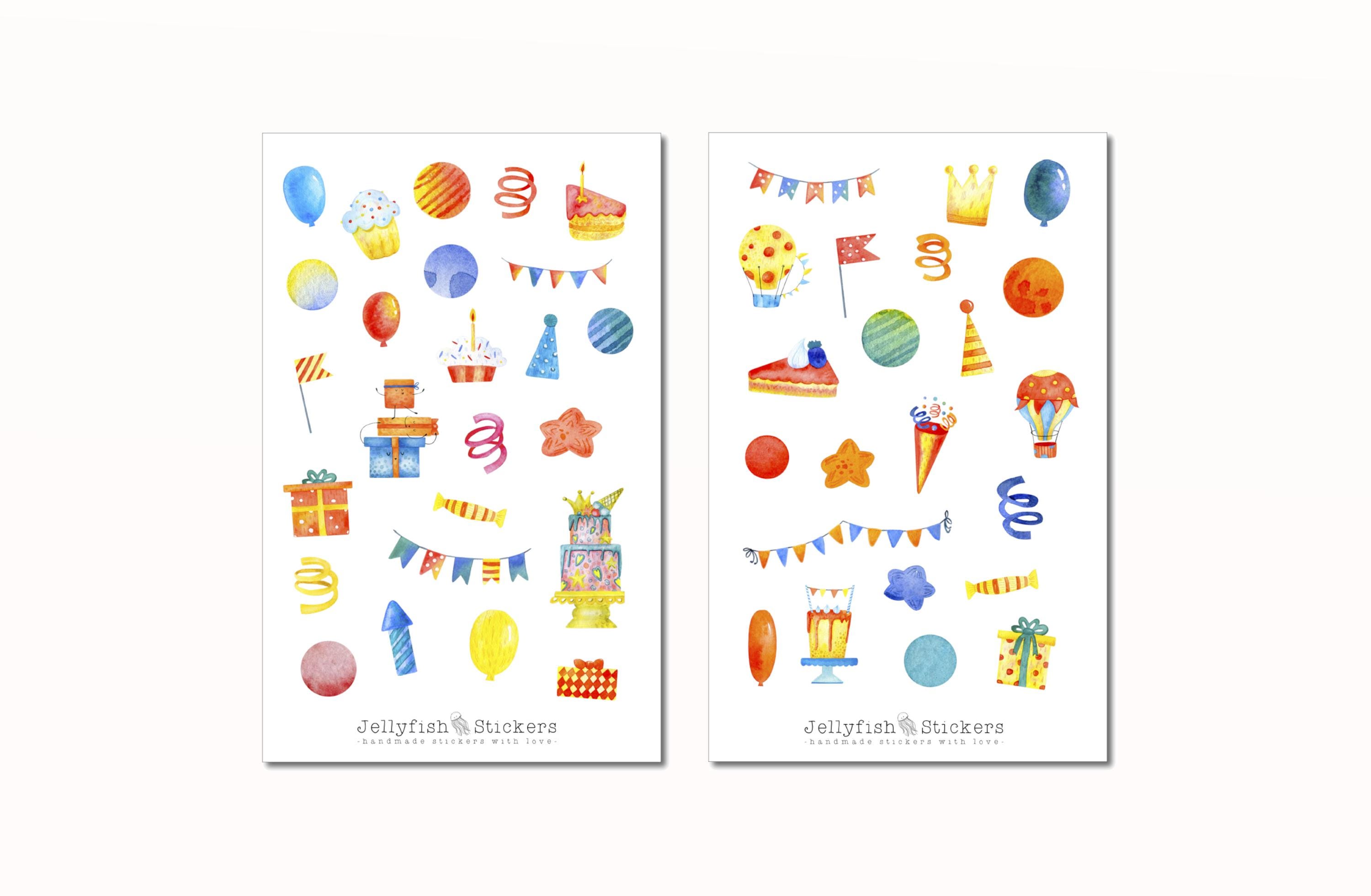 Birthday Sticker Set - Cute Stickers, Planner Stickers, Party Stickers ...