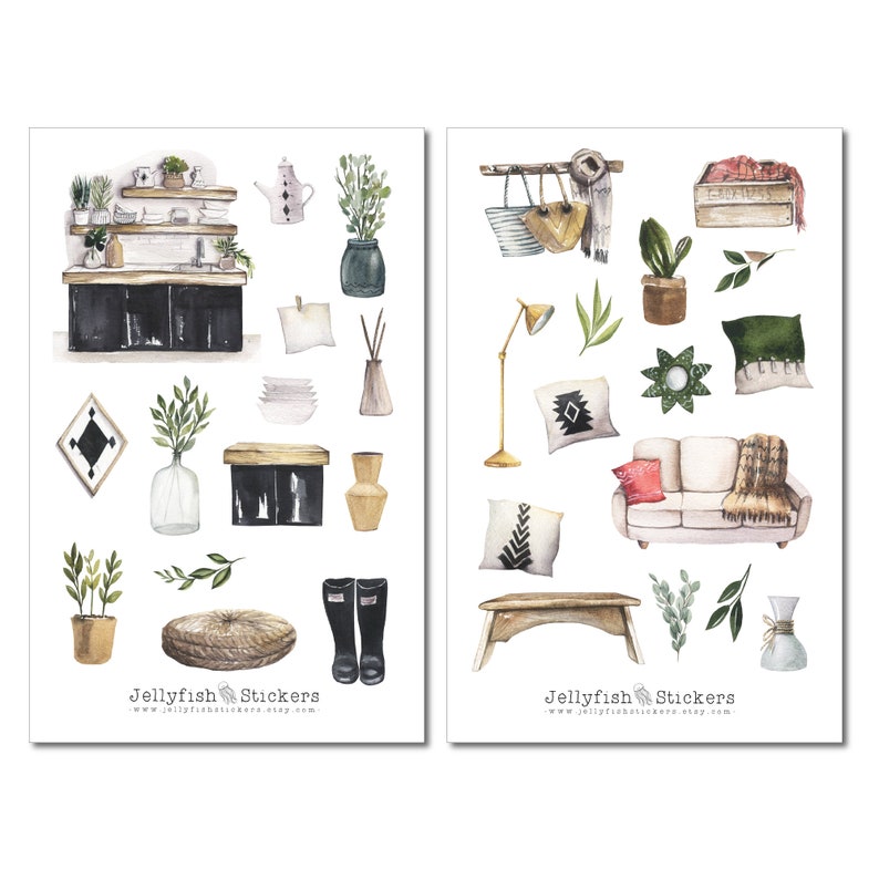 Home Sticker Set Stickers Living Journal Sticker Sticker Etsy