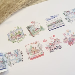 Ontwerp Washi Tape Sprookje - schattig, objecten, huizen, dorp, stad, dwergen, scrapbooking, knutselen, plakband, materiaal
