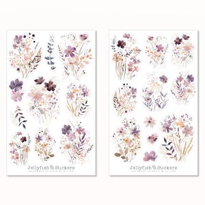 Wildflower Sticker Set - Bloemen Tuin Natuur Paars Roze Bloemen Stickers Planner Stickers