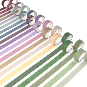 Washi Tape Box - 20 rollen - effen, kleurrijk, roze, rood, blauw, groen, neutraal, plakband, knutselen, scrapbooking, set