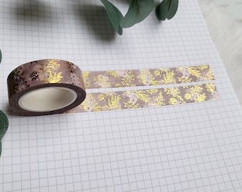 Washi Tape Blumen - Gold, Garten, floral, Frühling, Vintage, altrosa, Blumenstrauß