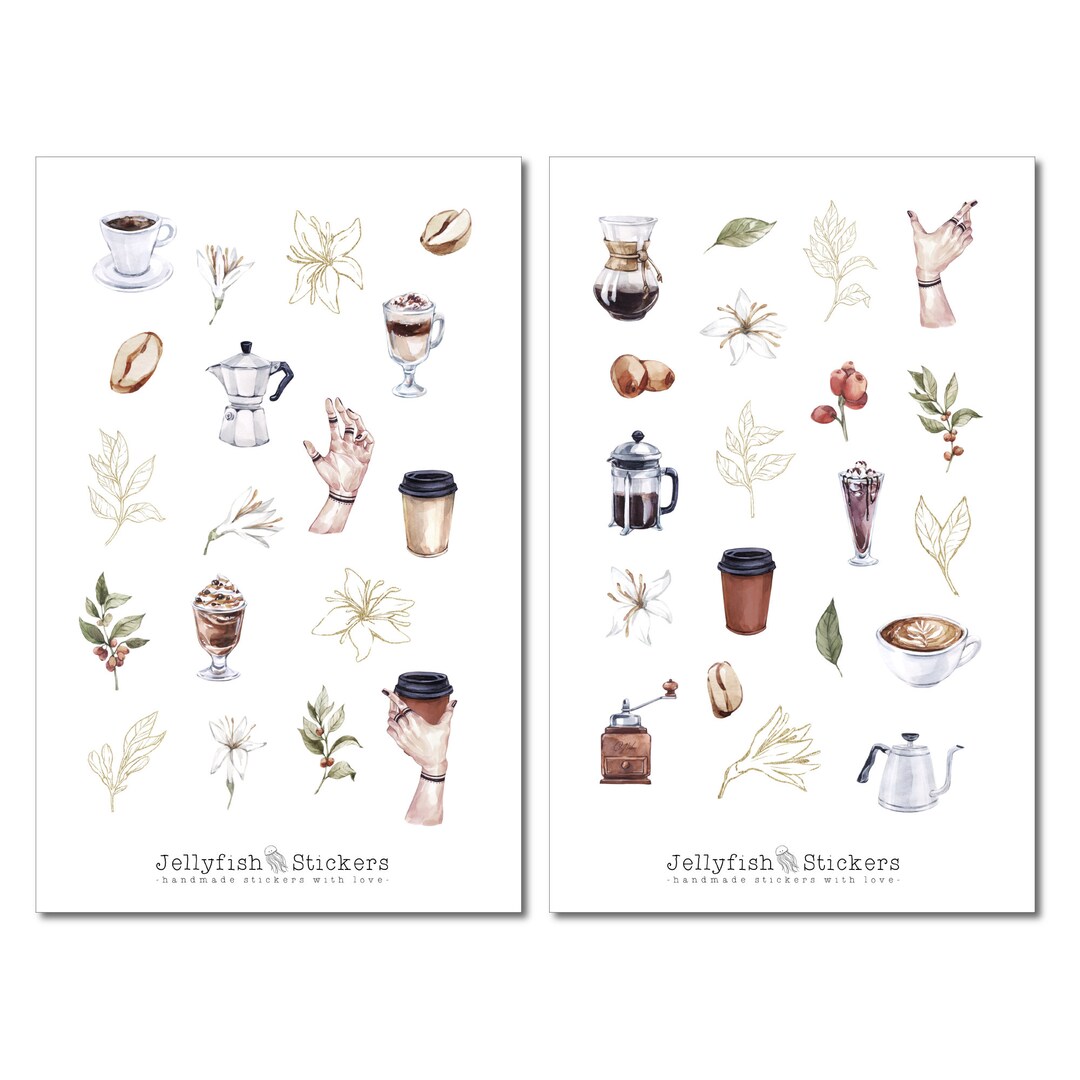 Coffeescript Stickers Coffee Sticker Set - Stickers Journal Stickers Planner Stickers Food ...