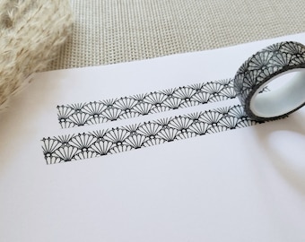 Washi Tape Muscheln - schwarz-weiß, Muster, Meer, Urlaub, Scrapbooking, Klebeband, Material