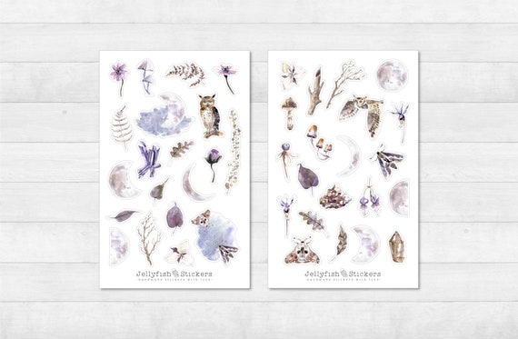 Mystical Forest Sticker Set – Aufkleber Wald, Märchen, Journal, Planer, Handgefertigt